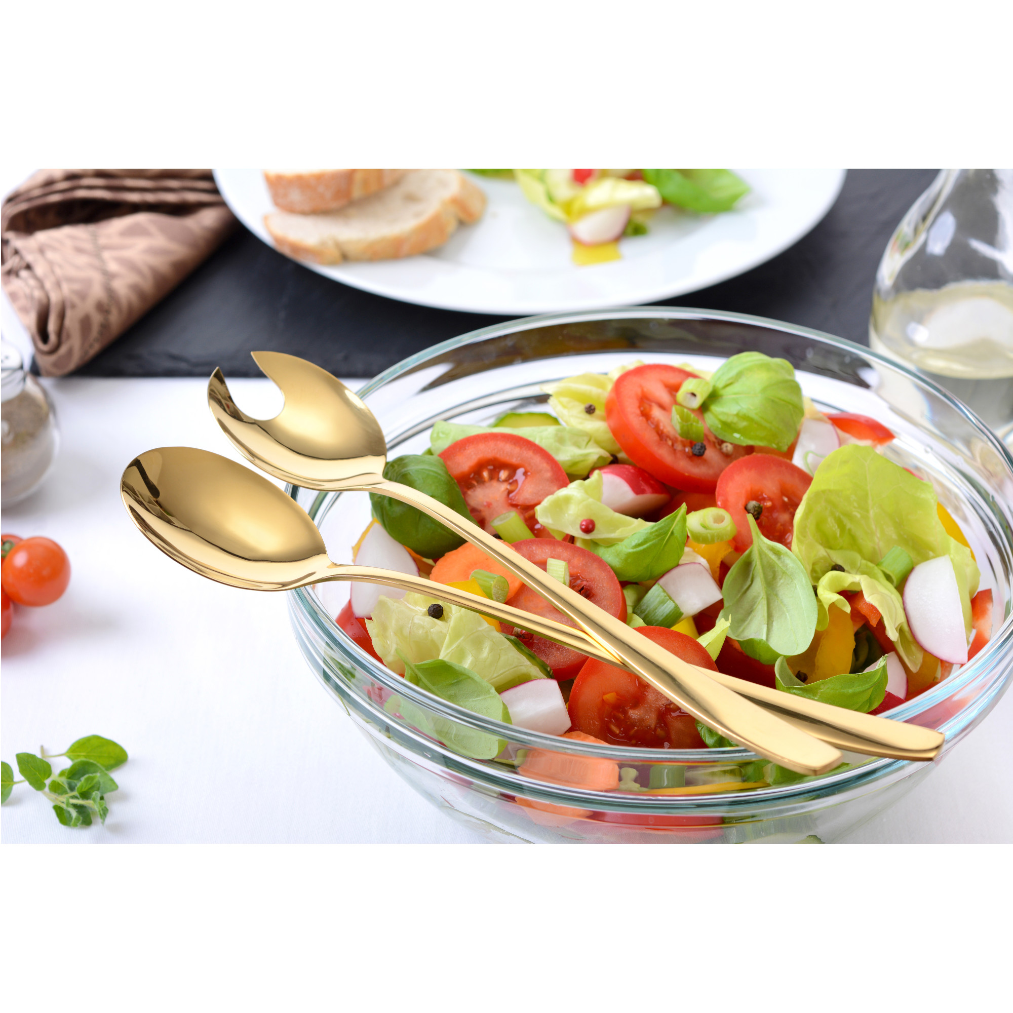 Salatbesteck 2-tlg, Edelstahl, gold