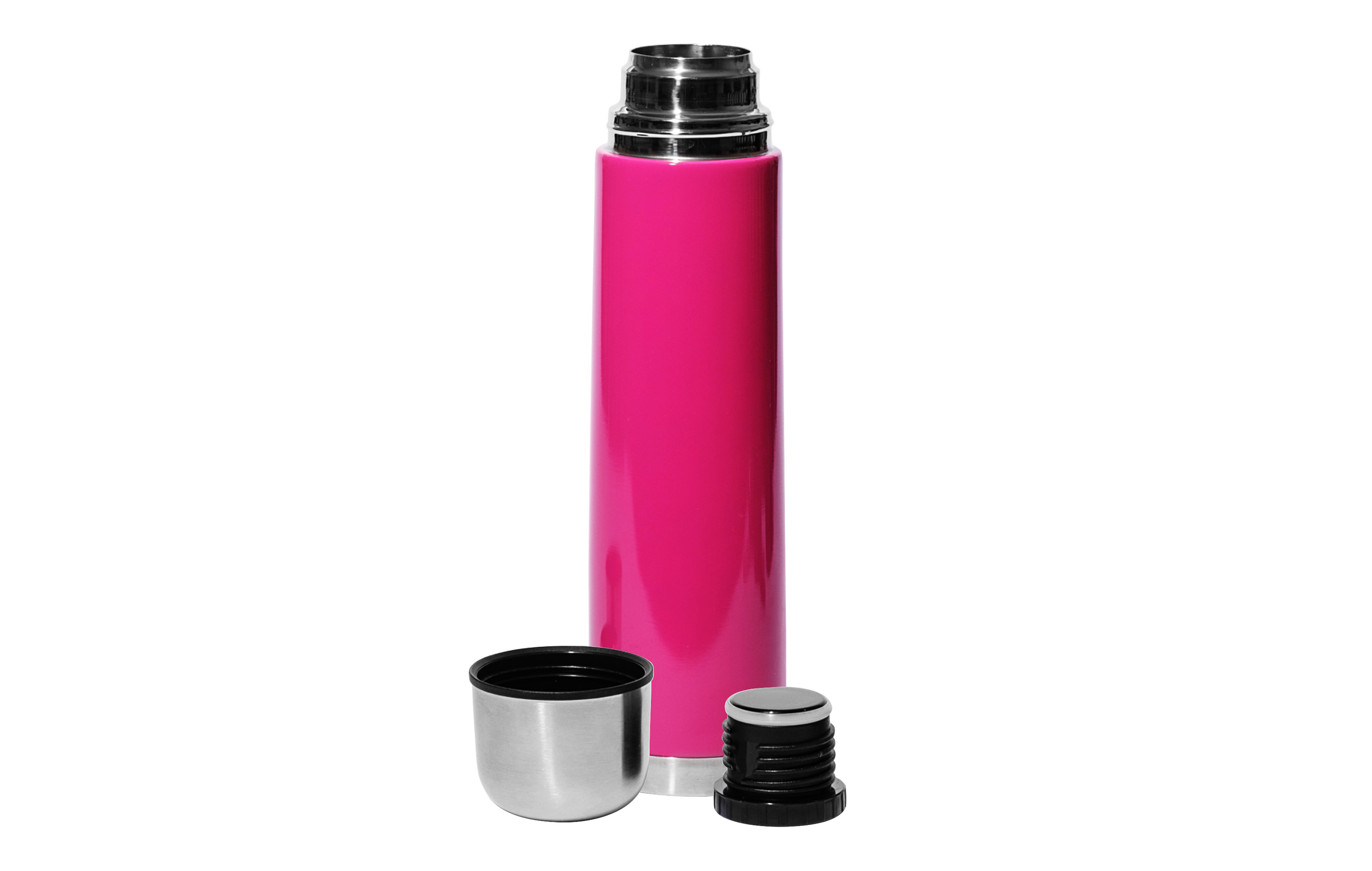 Isolierflasche inkl. Reinigungsbürste, 1 Liter, mit Drehverschluss, pink
