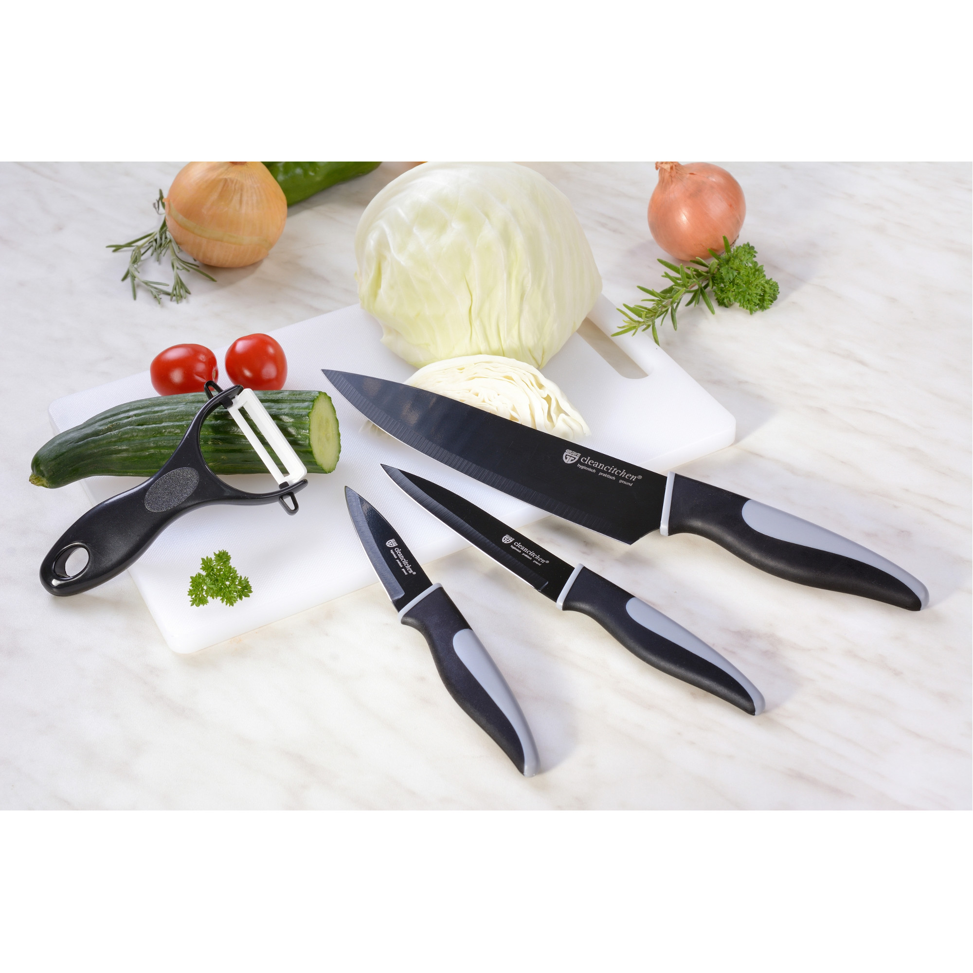 Messerset 4-teilig, schwarz, Serie CLEANCITCHEN®