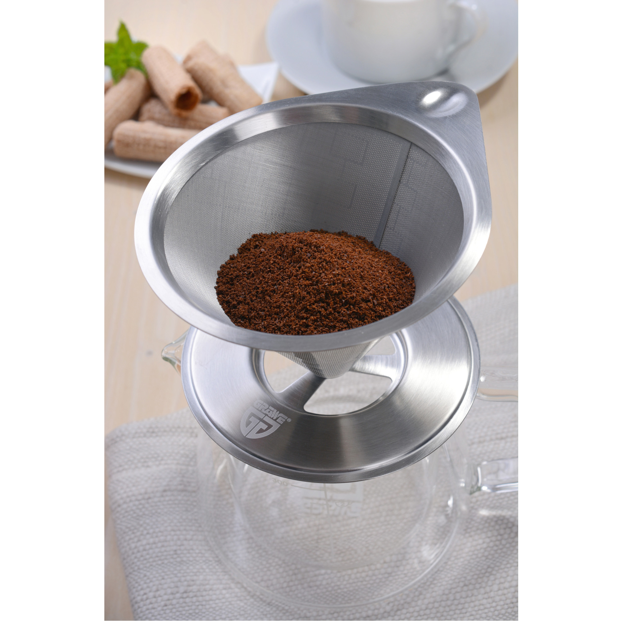 Kaffeebereiter aus Borosilikat-Hartglas mit Edelstahl-Dauerfilter