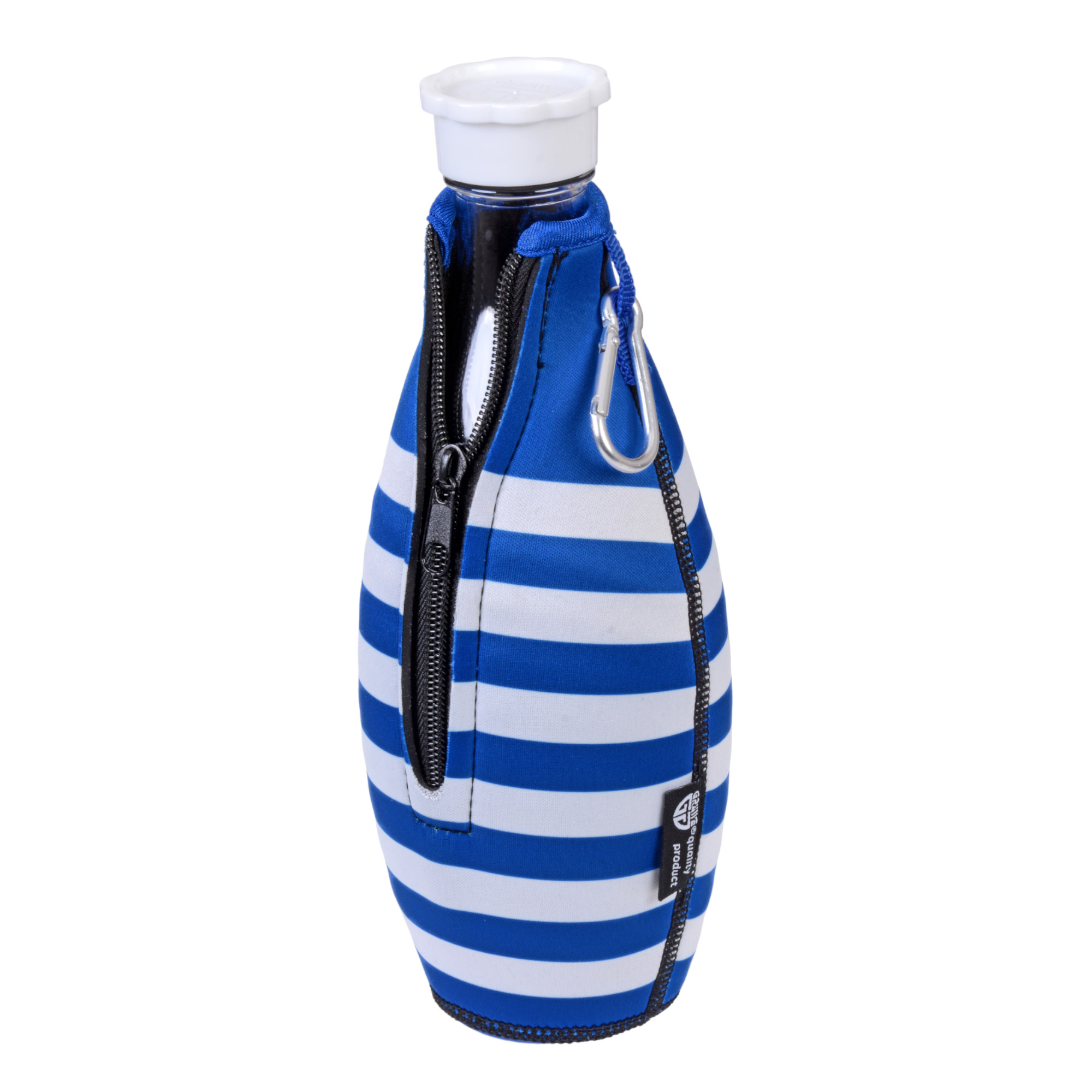 Flaschenhülle für Sodastream-Glasflaschen, Neopren, blau/weiß