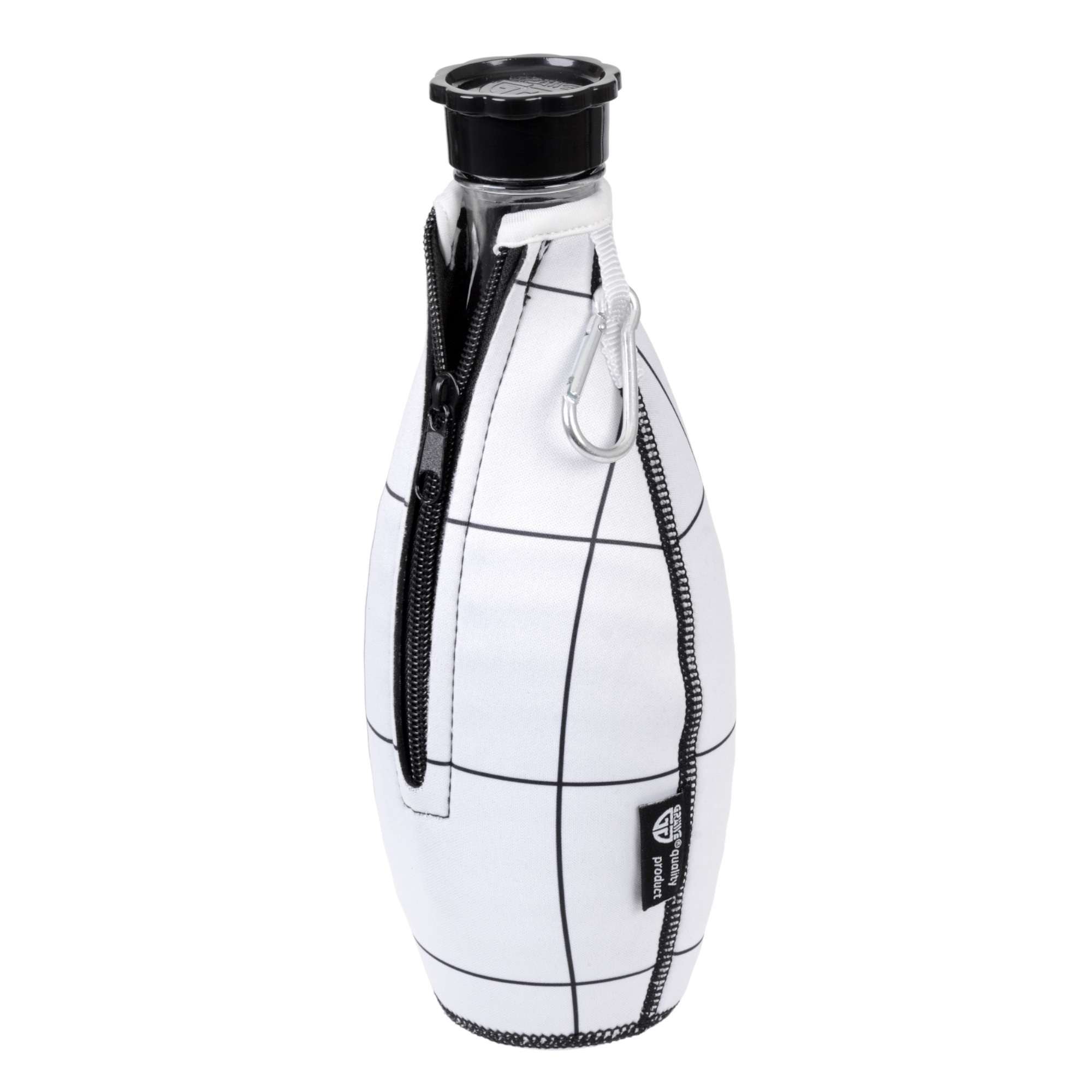 Flaschenhülle für Sodastream-Glasflaschen, Neopren, Weiß/schwarz