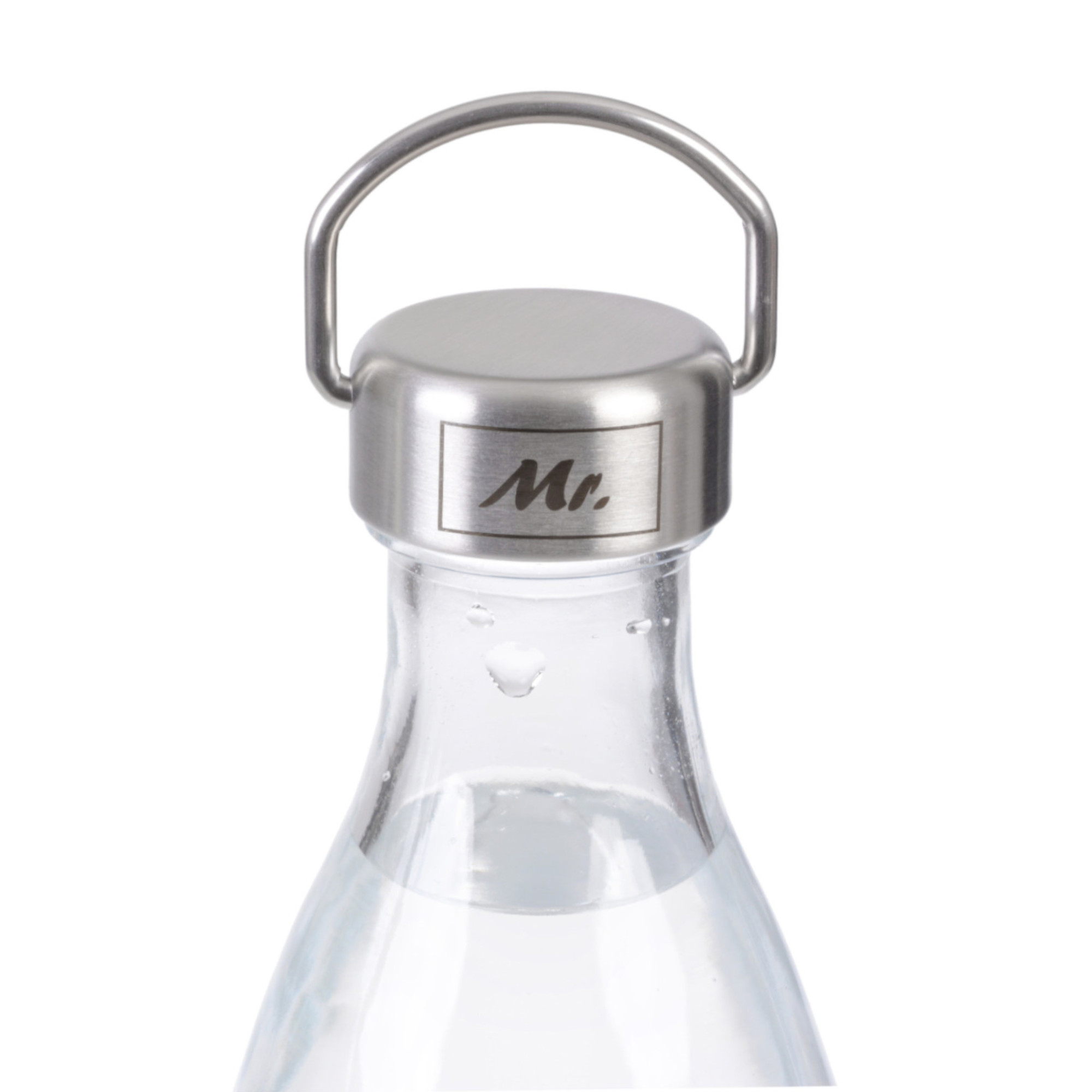 Schraubdeckel aus Edelstahl,  für Sodastreamflaschen, mit Laserung MR