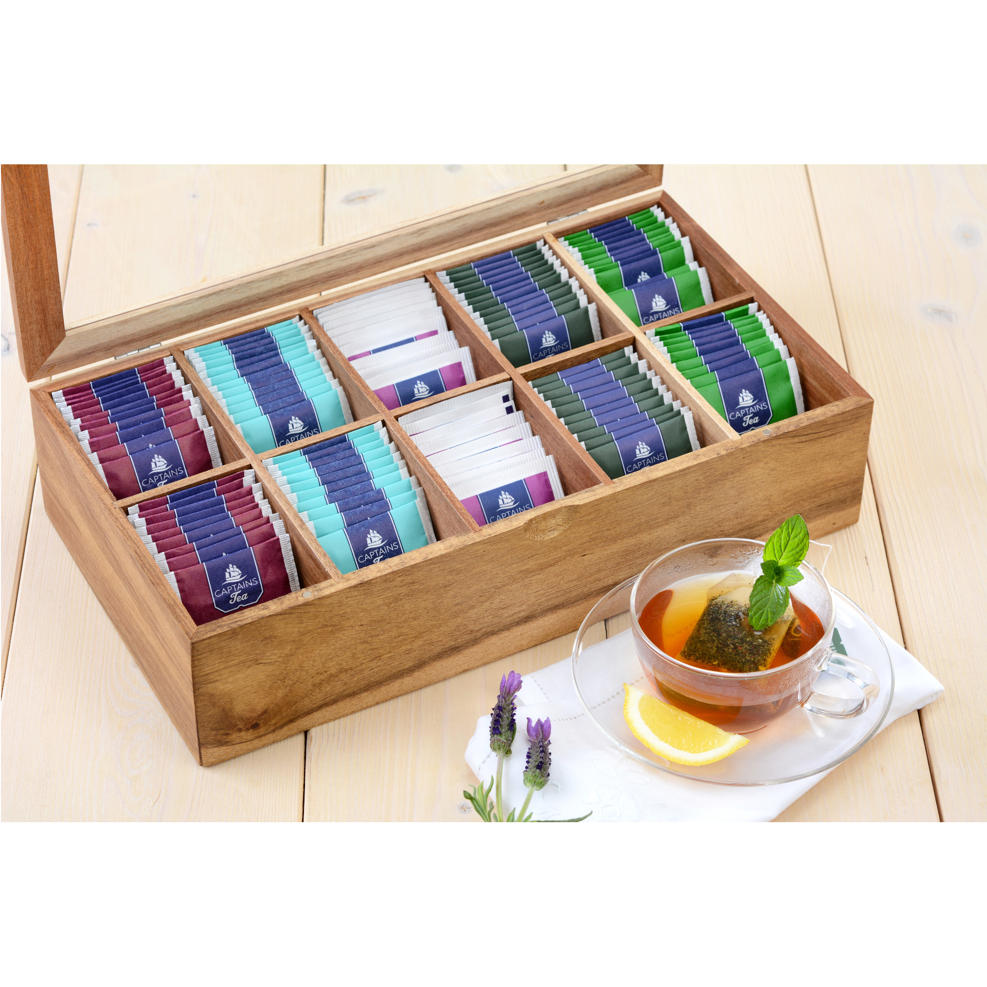 Tee-Box  aus echtem Akazienholz